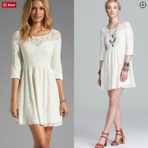 Free People White Lace Sweatheart A line dress- L